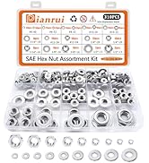 Dianrui 310PCS SEA Hex Nuts Assortment Kit with Flat Washers, 10 Size Hexnut and Flat Washer Set ...
