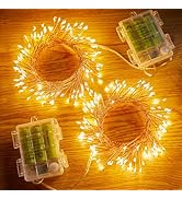 2 Pack Fairy Lights Battery Operated, 5Ft 60 LEDs Firecracker Twinkle Lights with Remote, Copper ...