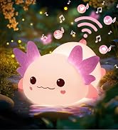 Huggwaii Squishy Axolotl Night Light for Kids, Dimmable Silicone Kids Night Light with 4 White No...