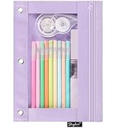 SKYDUE Pencil Pouch for 3 Ring Binder, Zipper Pencil Pouches for Girls Boys, Clear Window Pencil ...