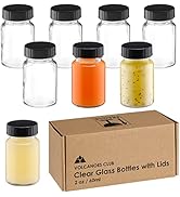 VOLCANOES CLUB 2oz Glass Jars with Lids - Glass Shot Bottles Set for Liquids, Juicing, Ginger Sho...