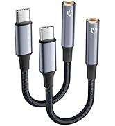 USB C to 3.5mm Headphone Jack Adapter, [HiFi-Audio] 2 Pack Aux Audio Dongle Adapter for iPhone 16...