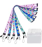 YOUOWO 5 Pack Lanyard with ID Badge Holder for Kids Keys Pink Breakaway Safety Neck Lanyards with...
