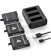 3 Packs Replacement Batteries for DJI Osmo Action 4, Osmo Action 3, 1850mAh Rechargeable Battery ...
