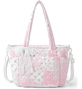 WOBAGMEN Quilted Lunch Box for Women,Insulated Lunch Tote Bag for Women for Work, Coquette Large ...