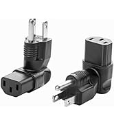 JSADZKJ 3 Prong Power Adapter 90 Degree 5-15P to C13 Power Adapter NEMA 5-15P Male to Angled C13 ...