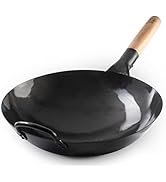 Black13 by Craft Wok Pre-Seasoned Hand Hammered Carbon Steel Pow Wok with Wooden and Steel Helper...