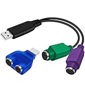 YINGAYOU PS2 to USB Adapter Keyboard PS2 to USB Cable Adapter Cable 18cm Built-in Chip No Need to...