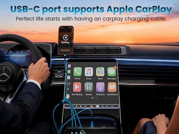 Essential Car Accessories: Multi-Port Car Charger, Compatible with CarPlay