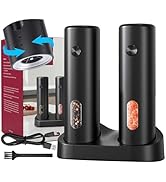 Electric Salt and Pepper Grinder Set with Dual Charging Base, Rechargeable Automatic Pepper Mill,...
