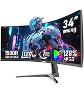 Gawfolk 34 Inch Ultrawide Curved 120Hz Gaming Computer Monitor 1500R PC Screen 21:9 UWQHD (3440x1...