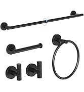 YIHAOSSING 5 Pieces Matte Black Bathroom Hardware Set,24" Stainless Steel Wall Mounted Bath Towel...