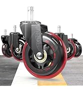 HOLKIE Office Chair Wheels Roller Blade Caster Replacement 11x22mm Red 3 Inch Desk for Office, Ru...