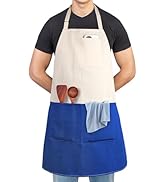 Alex Virtue Chef Apron Unisex Two-Tone Professional Kitchen Bib Apron with 2 Pockets Cooking, Gri...