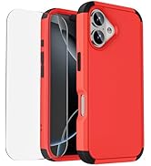 Compatible with iPhone 16 Phone Case with Tempered Glass Screen Protector - 3 in 1 Shockproof Sho...