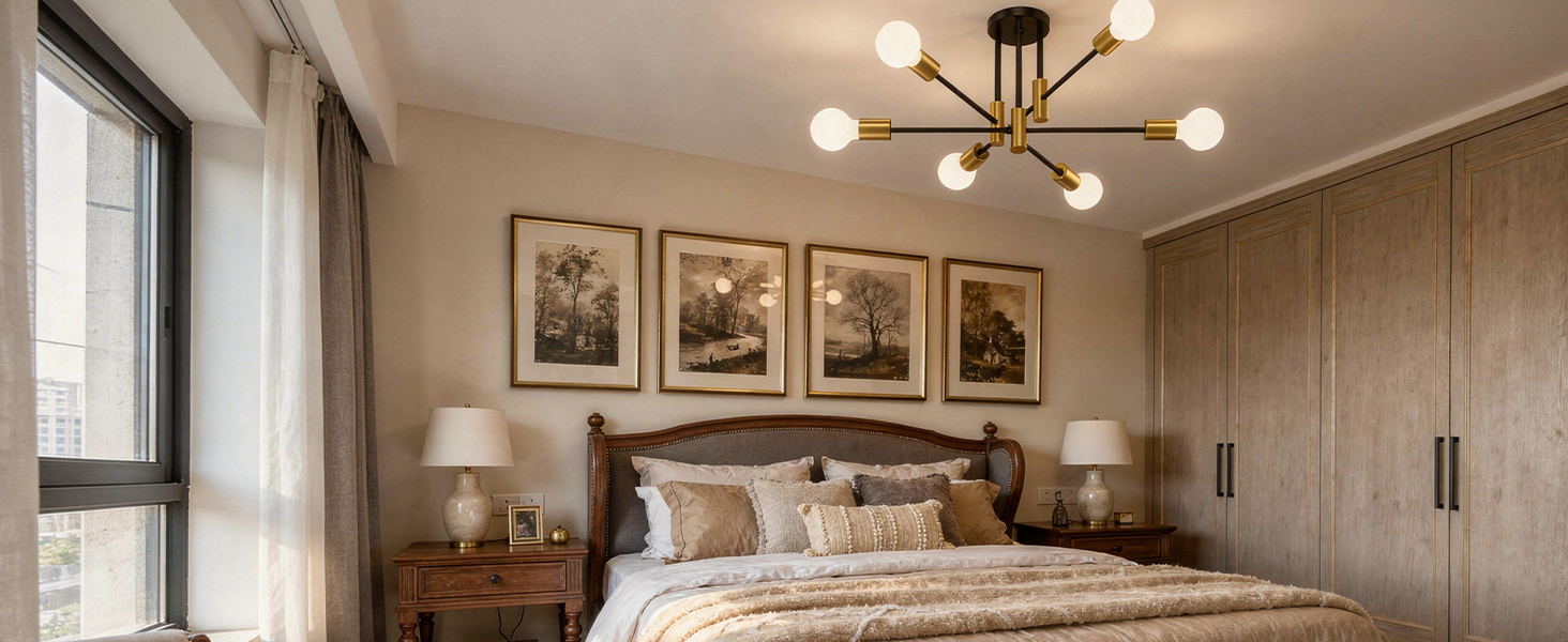 Phaosio Modern Sputnik Chandelier Ceiling Light Fixtures