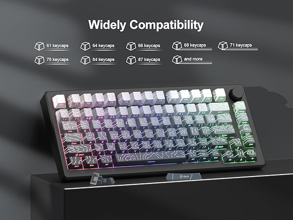 Topographic keycaps Gradient Grey Shine Through Keyboard Side Printed Cherry Profile keycap Set