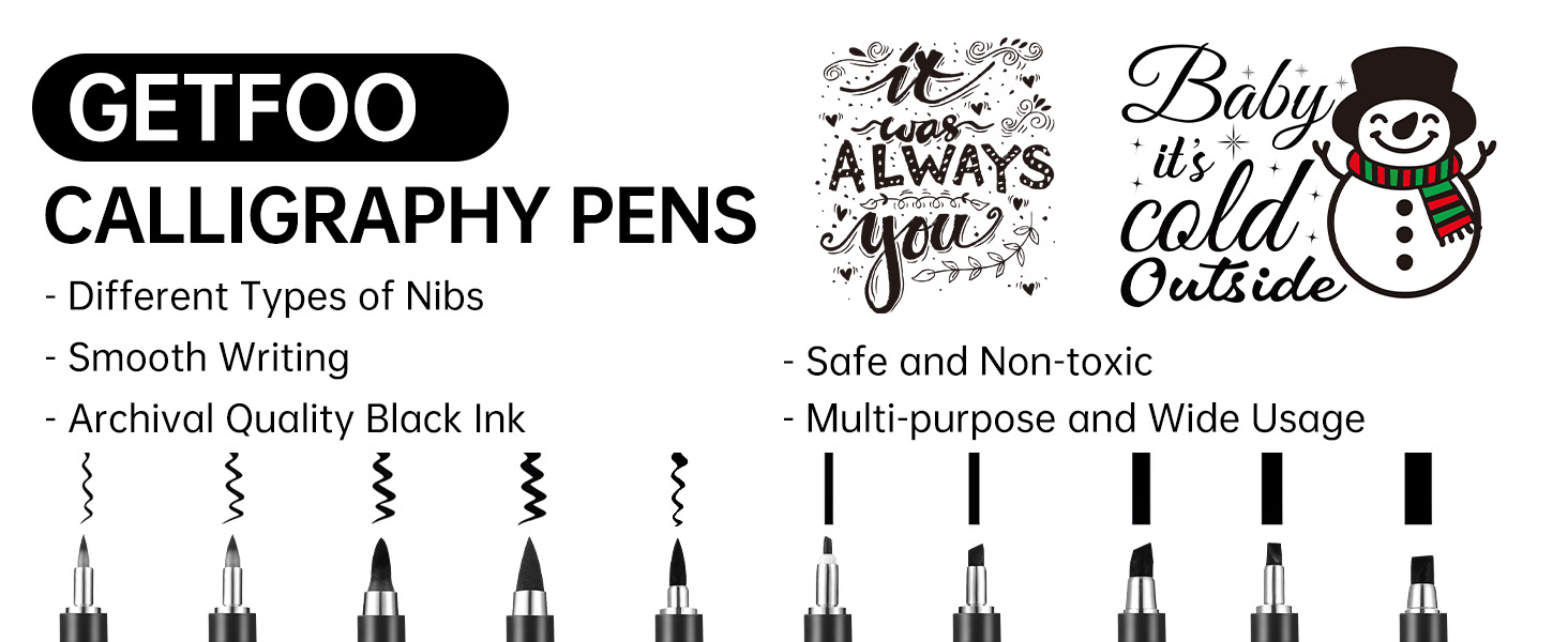 Calligraphy Pens for Writing, Brush Pen Calligraphy Set Calligraphy Brush Pens, Hand Lettering Pen 