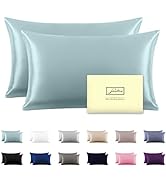 Silk Pillowcase for Hair and Skin, Soft, Breathable and Sliky Standard Size Silk Pillow Case, Bot...