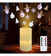 AVEKI Flameless Candles with Projector, Battery Operated LED Pillar Candles with Remote Control a...