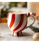 DIF DECO Christmas Mugs Ceramic Candy Shape Cute Coffee Mug Unique Holiday Mug with Handle Hot Co...