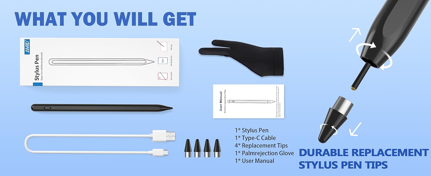 Stylus Pen, Stylist Compatible for iOS/Android Touchscreens/Phones, Rechargeable Stylus Pen