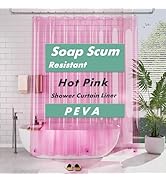 AmazerBath 72x78 Long Shower Curtain Liner, Clear Pink Plastic Shower Curtain Liner, Waterproof P...