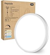 hepside 1Pack Dimmable Flush Mount Ceiling Light Fixture White, 3CCT Selectable 3000/4000/6500K C...