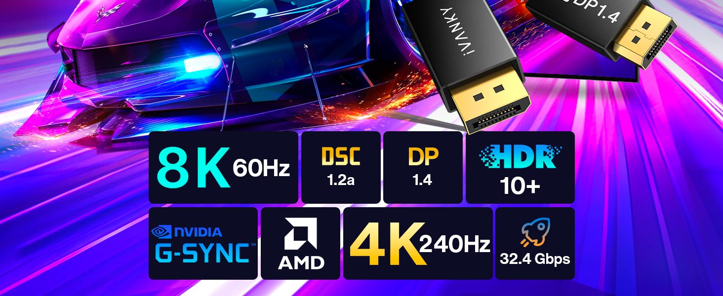 8K DisplayPort Cable