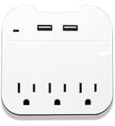 Gabba Goods 3 Outlet Surge Protector with 2 USB Charging Ports, Dual USB Port 3 Wall Outlets Comp...