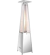 Vivicreate Pyramid Propane Patio Gas Heater 42000 BTU with Quartz Glass Tube Auto Ignition Wheels...
