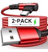 JSAUX USB C Cable [2-Pack 10ft], 3.1A Type C Charger Fast Charging Cord Right Angle Compatible wi...