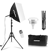 PIOENIMAGE Softbox Photography Lighting Kit, Soft Box Lighting Set with 17x17in Softbox, Folding ...