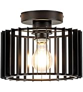 Zlepmlla Ceiling Light Fixture Industrial Black Iron Cage Flush Mount Ceiling Light, 9 - inch Dia...