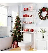 SUNALLY Over The Toilet Storage Shelf, 4-Tier Adjustable Over Toilet Bathroom Organizer,Tension-M...