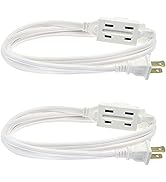 Clear Power 2-Pack 6 ft 3 Outlet Indoor Extension Cord 16/2 SPT-2, 2 Prong Polarized Plug, Safety...
