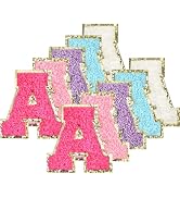 10Pcs Self Adhesive Chenille Letter Patches Iron on Varsity Preppy Letter Patches Stick on Glitte...
