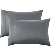 Bedsure Queen Pillow Cases Set of 2 - Dark Grey Polyester Microfiber Pillowcase 2 Pack, Super Sof...