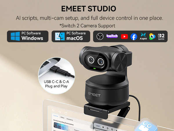 EMEET STUDIO Control Software EMEET PIXY webcam for pc