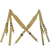 SUNRISING WW2 US M-1936 Suspenders X-Shape Canvas Strap,Adjustable Canvas Webbing with Metal Fitt...