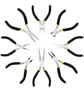 MFBJXC 8Pcs 4.5 Inch Mini Pliers Set,Long Nose Pliers,Diagonal Pliers,End Cutting Pliers,Bent Nos...