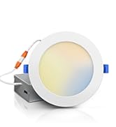 ECOELER 6 Inch 5CCT Ultra-Thin LED Recessed Ceiling Light with Junction Box, 2700K/3000K/4000K/50...