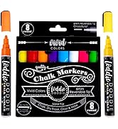 Loddie Doddie Liquid Chalk Markers for Chalkboard - 6mm Reversible Chisel and Bullet Tips, Chalkb...