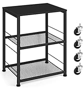 OYEAL Black Night Stand Industrial End Table with Storage Shelf Farmhouse Sofa Side Table for Sma...