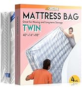 Plastic Mattress Bag for Moving Storage, Waterproof Mattress Cover, Mattress Protector for Moving...