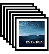 JCJMY 12x12 Picture Frame Set of 6 Black with 10x10 Mat for 30 x 30cm Diamond Art Painting, Displ...