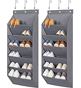 STORAGE MANIAC Over the Door Shoe Organizer, 2 Pack Hanging Shoe Organizer, 6-Tier Large Deep Poc...