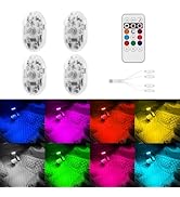 CCBASEBALL 4Pcs Wireless LED Lights for Car with Remote Control, 8 Colors Car LED Lights Interior...