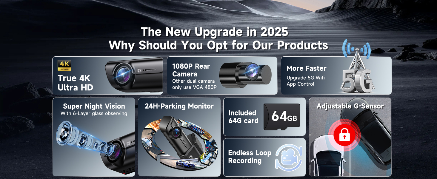The New Upgrade dash cam front and rear in 2025