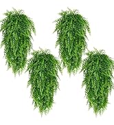 Waipfaru 4Pcs Fake Hanging Plants Artificial Ferns for Outdoors,Fake Ferns UV Resistant Plastic F...